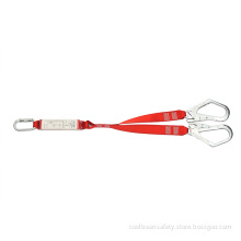 Two hooks safety harness lanyard with shock absorber